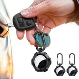 2-Pack TPU AirTag Holder with Keychain Shockproof Anti-Scratch Protective Case Black