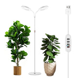Grow Lights Dual Head LED Adjustable Height 134 to 170 cm for Indoor Plants White