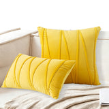 2PCS Velvet Stripe Cushion Covers Decorative Throw Pillow Cases for Sofa & Home Decor Yellow