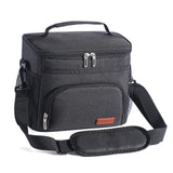 Insulated Lunch Box Leak-Proof Cooler Bag with 4 Pockets Black