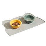 Non Slip Pet Feeding Mat Thick Silicone with Raised Edge Spill Guard Gray