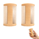 2PCS 14 Teeth Men Handcrafted Wood Narrow Wide Teeth for Home Travel