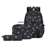 3 PCS Girls School Backpack Set with Lunch Bag Pencil Case Black