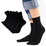 5 Pairs of Mens Breathable Five Toe Socks Black