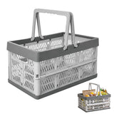 Collapsible Shopping Basket with Handles for Camping Shopping Gray