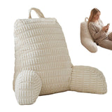 Bed Rest Backrest Cushion with Armrests Pocket Washable Cover Beige