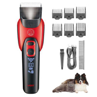 Electric Dog Grooming Kit Dog Shaver Clippers Rechargeable Pet Hair Thick Coats Trimmer Red