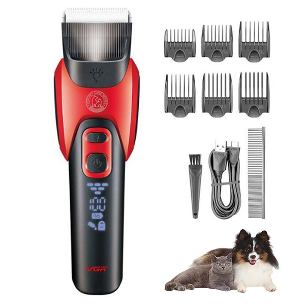 Electric Dog Grooming Kit Dog Shaver Clippers Rechargeable Pet Hair Thick Coats Trimmer Red