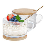 2 PCS Vintage Embossed Coffee Mugs with Lid and Spoon for Tea Milk Style 2