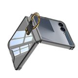 Case and Back Glass Protector Compatible With Samsung Galaxy Z Flip 8 7 with Ring Stand Black