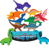 Dinosaur Toys for Kids Wooden Stacking Montessori Toys Balance Competition Game Set
