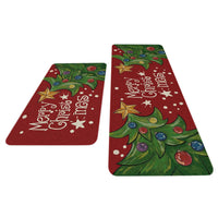 2PCS Christmas Floor Mats Set – Non-Slip Rugs for Kitchen Bathroom Living Room and Doorway Style 3