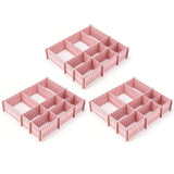 24Pcs Adjustable Clapboard Drawer Cabinet Divider Partition DIY Storage Organiser Pink