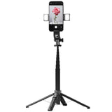 Bluetooth Selfie Stick Tripod LED Light Phone Holder Black