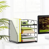 Five Layer Desk File Organizer for Paper and Mail Sorting Black