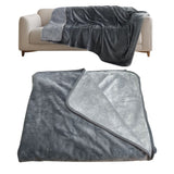 Water-Resistant Blanket Reversible Soft Flannel Blanket for Bed Sofa Camping Dark Gray and Light Gray