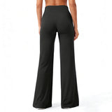 High-Waist Micro Flare Straight Leg Yoga Pants for Workout Black
