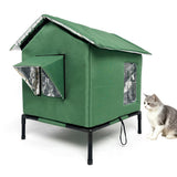 Cat House for Outside Winter Insulated Cat Shelter for Small to Medium Cats Green