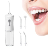Cordless Water Flosser Portable 3-Mode Teeth Cleaner Rechargeable Oral Irrigator with 4 Jets White