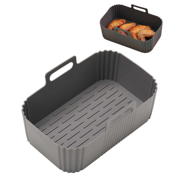 Reusable Silicone Air Fryer Liner – Non-Stick Dual Basket & Easy Clean Grey