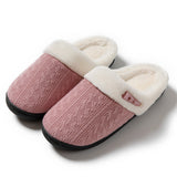Warm Knit House Slippers for Women Comfy Slippers Indoor Outdoor Soles Pink