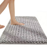 Chenille Bathroom Rug Mat with Non Slip Rubber Backing for Home Decor Light Grey