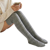 Women's Cable Knit Thigh High Socks Over Knee Stockings Winter Long Boot Warmers Dark Gray