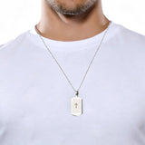Stainless Steel Military Tag Necklace Bible Cross Pendant Silver