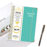 2026 A5 Planner Daily Weekly Monthly Organizer Notebook January–December Calendar Cyan