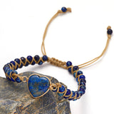 Handmade Natural Stone Beaded Bracelet – Adjustable Woven Bangle for Women Jewelry Blue