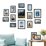 15 Piece Picture Frame Set Multi-Size Collage for Wall or Tabletop Black