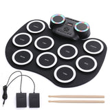 Roll Up Electronic Drum Kit Portable with Bluetooth and Dual Speakers Black