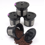 4 PCS Refillable Coffee Pods Compatible with Keurig K Cup Machines Black