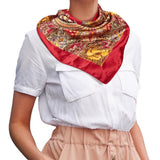 90cm Head Scarf for Women Scarf Printed Satin Square Scarf Bandanas for Women Style 1