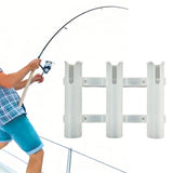 3-Tube Fishing Rod Holder Bracket Rack for Boats Garage and Cooler White