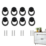 8pcs Ring Pull Handle Cabinet Knob Drawer Dresser Cupboard Drop Zinc Alloy Black