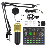 Recording Condenser Mic Kit with Sound Card for Streaming Gold