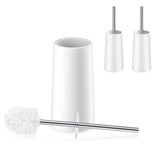 2 PCS Toilet Brush Set with 304 Stainless Steel Handle and Holder White