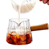 180ml Ribbed Glass Measuring Cup with Engineered Wood Handle Clear