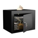 Small Secure Box with Key Lock for Cash Jewelry Black