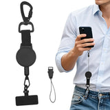 Retractable Phone Lanyard Locking Carabiner with Locking Carabiner and Metal 360 Degree Tab
