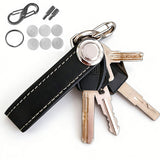 Leather Smart Key Holder Folding Key Organizer Clip Keychain Black