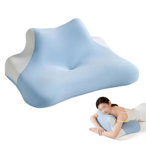 Multi-Functional Ergonomic Prone Sleep Pillow for Reading Lying Phone Use Light Blue