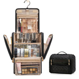 Travel Makeup Bag with Hanging Hook Large-Capacity Cosmetic Organizer Black