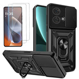 Case and Tempered Glass Screen Protector Set Compatible With Moto G86 Power Black