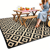 Outdoor Rug Reversible Rug Modern Area Rug Large Floor Mat for Outdoors Black and Cream