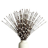100 PCS Artificial Pussy Willow Branches Realistic Artificial Willow Stems For Party Home Wedding Deco White