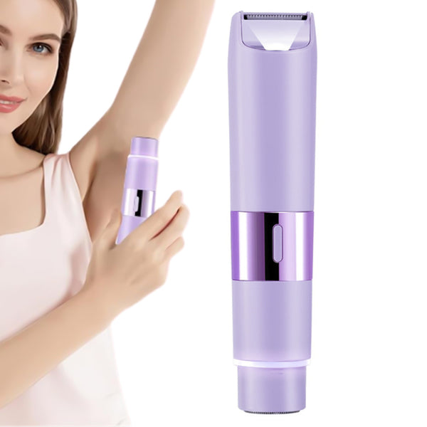 Dual Head Electric Hair Shaver for Women Painless Bikini Trimmer for Leg Arm Body Face Purple
