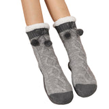 Non Slip Cabin Soft Fleece Socks For Womens Winter Warm Thick Thermal Cozy Plush Grey