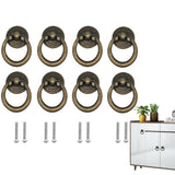 8pcs Ring Pull Handle Cabinet Knob Drawer Dresser Cupboard Drop Zinc Alloy Bronze